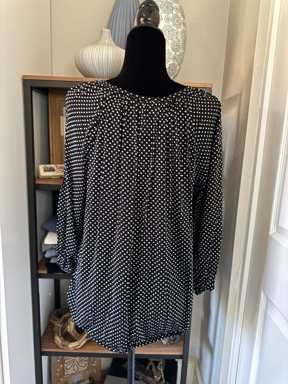 Michael Michael Kors Knit Polka Dot 3/4 Sleeve Knit Scoop Neck Top - Size L - Picture 5 of 5